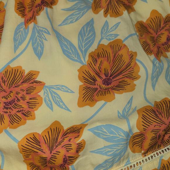 Pact Womens XL Organic Cotton Floral Shorts Yellow Boho Eco-Friendly Beach Comfy - Picture 5 of 15